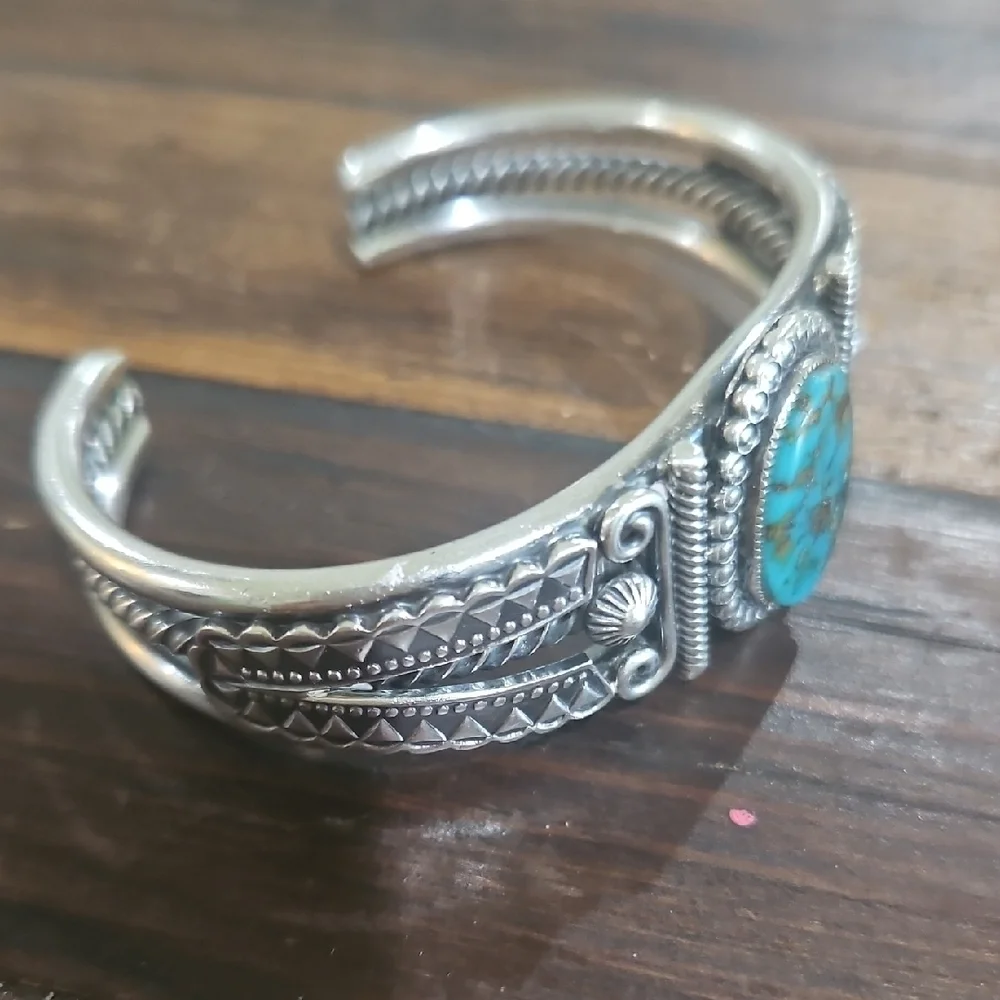 Antique Vintage Royston Turquoise Cuff Delbert Gordon Master Navajo Silversmith